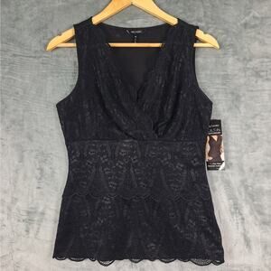 Womens Top Medium Black Fairy Grunge Babydoll Floral Lace Slimming Shapewear NWT